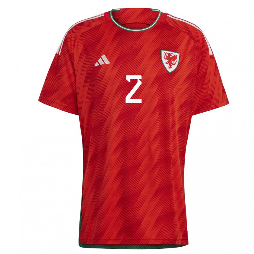 Hombre Camiseta Gales Chris Gunter #2 Rojo 1ª Equipación 22-24