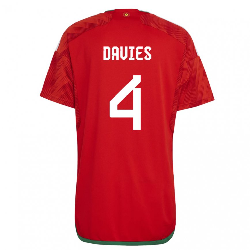 Hombre Camiseta Gales Ben Davies #4 Rojo 1ª Equipación 22-24