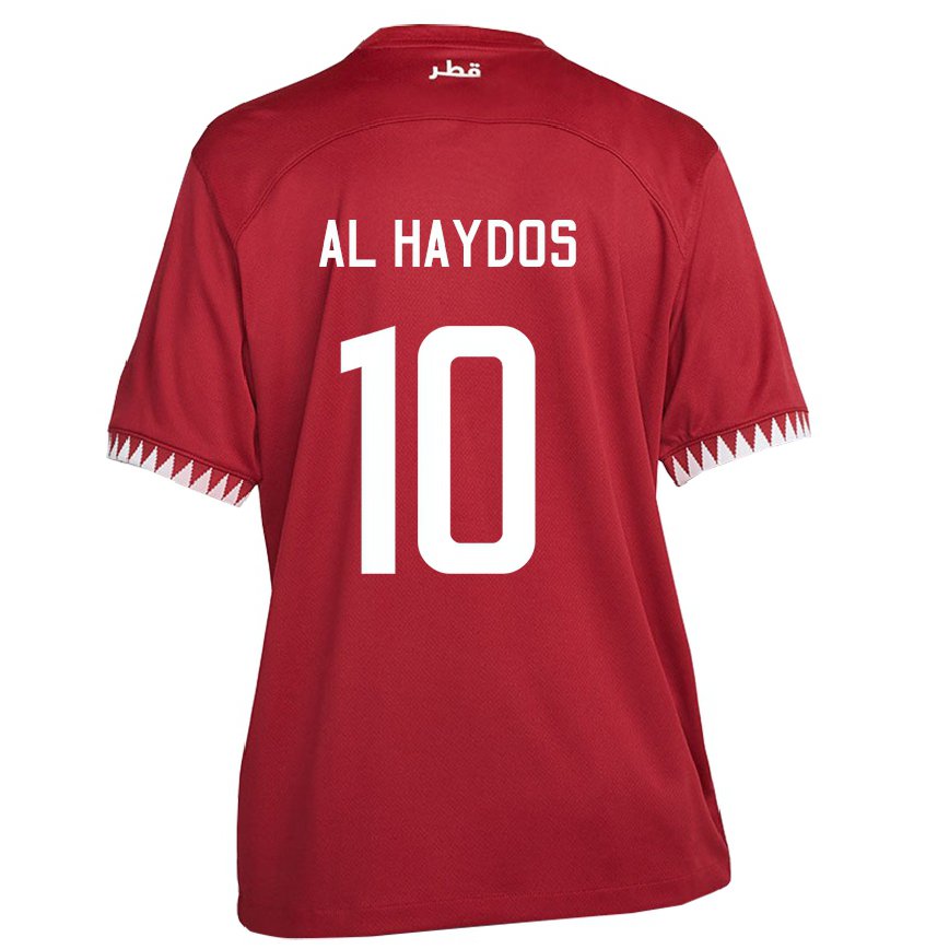 Hombre Camiseta Catar Hasan Al Haydos #10 Granate 1ª Equipación 22-24