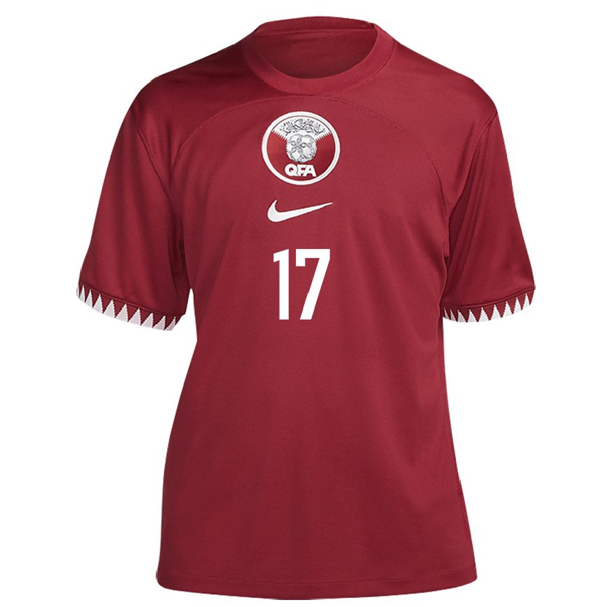 Hombre Camiseta Catar Abdelrahman Fahmi Moustafa #17 Granate 1ª Equipación 22-24