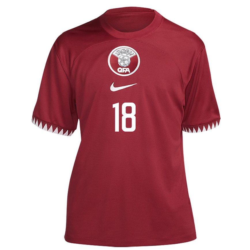 Hombre Camiseta Catar Khalid Muneer Ali #18 Granate 1ª Equipación 22-24