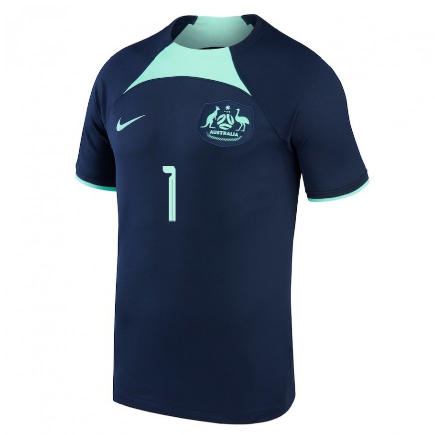 Hombre Camiseta Australia Mathew Ryan #1 Azul Oscuro 2ª Equipación 22-24