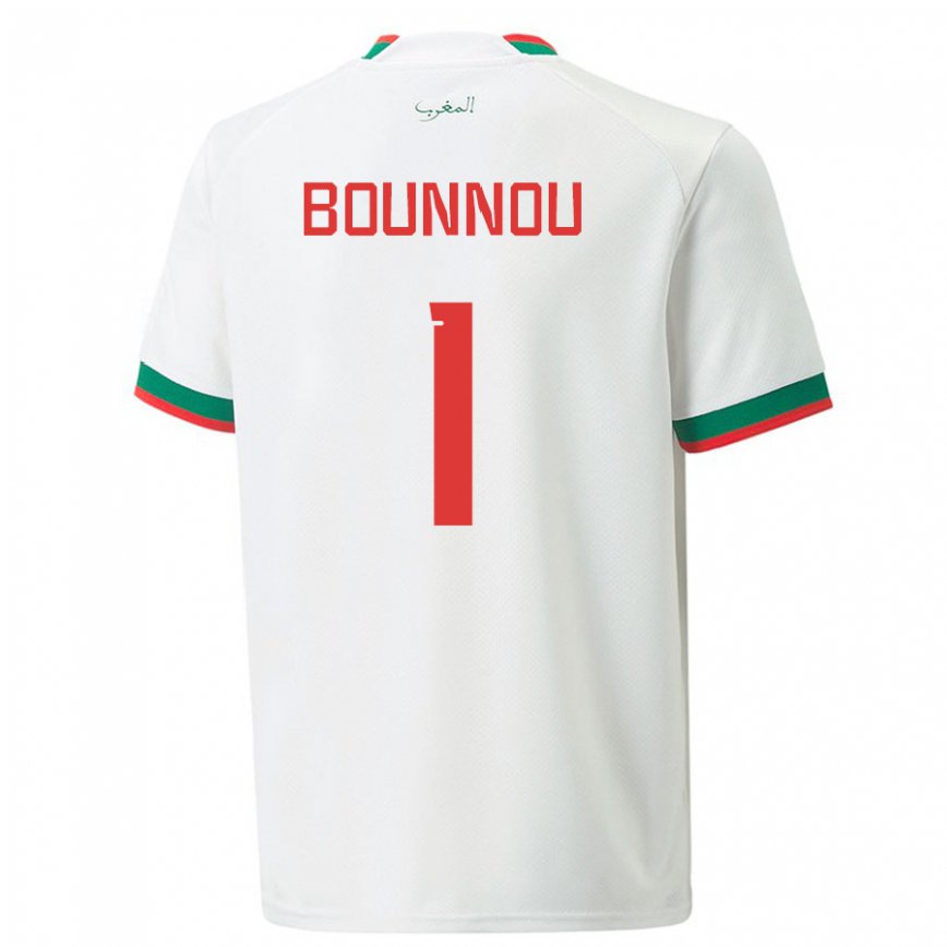 Hombre Camiseta Marruecos Yassine Bounnou #1 Blanco 2ª Equipación 22-24