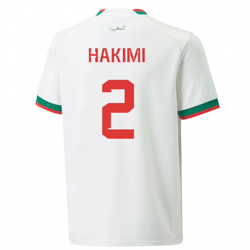 Hombre Camiseta Marruecos Achraf Hakimi #2 Blanco 2ª Equipación 22-24