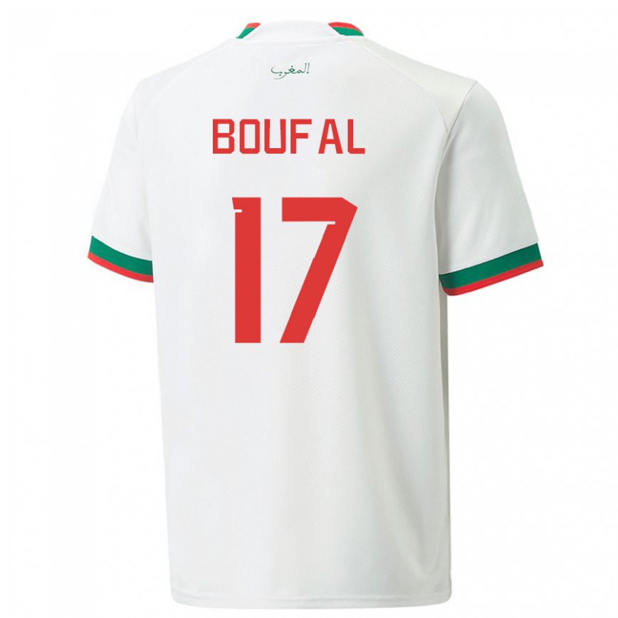 Hombre Camiseta Marruecos Sofiane Boufal #17 Blanco 2ª Equipación 22-24