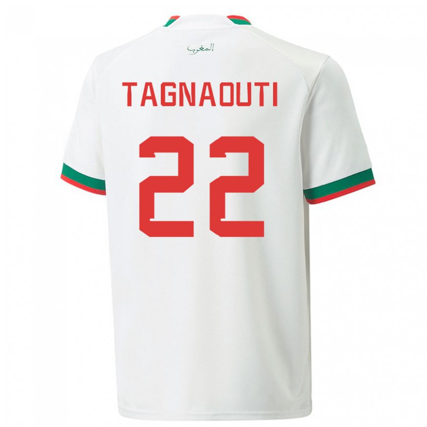 Hombre Camiseta Marruecos Ahmed Reda Tagnaouti #22 Blanco 2ª Equipación 22-24