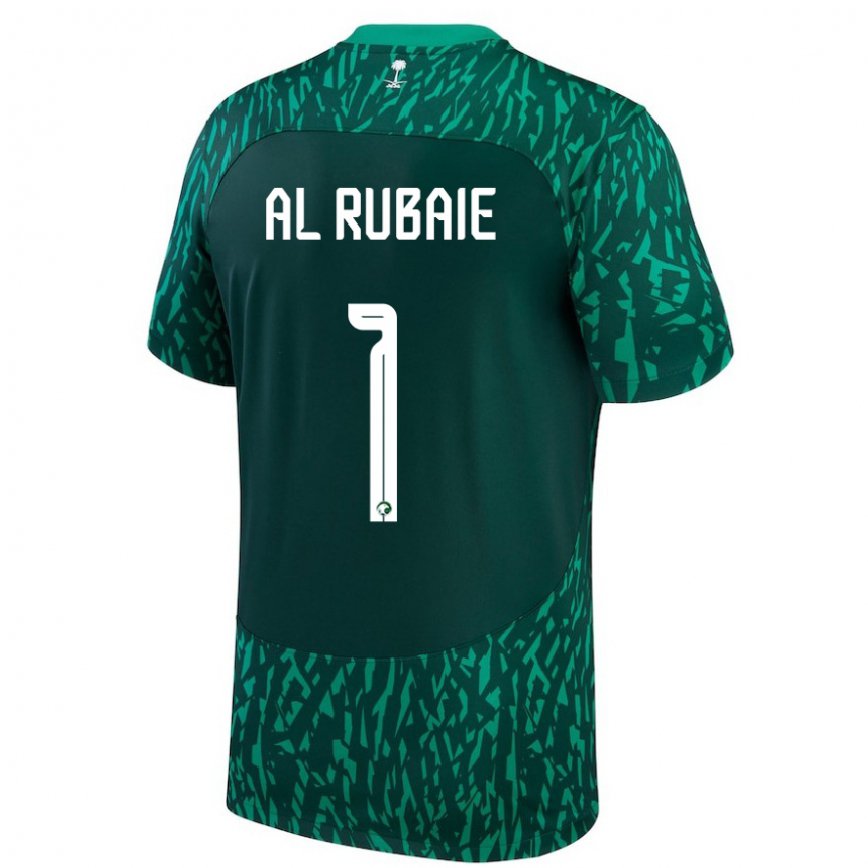 Hombre Camiseta Arabia Saudita Mohammed Al Rubaie #1 Verde Oscuro 2ª Equipación 22-24