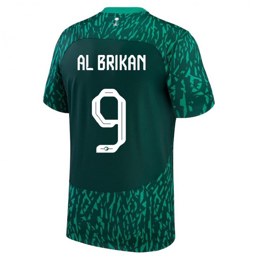 Hombre Camiseta Arabia Saudita Feras Al Brikan #9 Verde Oscuro 2ª Equipación 22-24