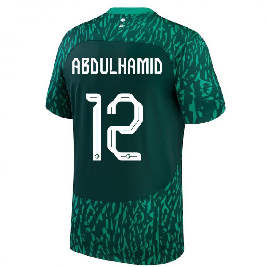 Hombre Camiseta Arabia Saudita Saud Abdulhamid #12 Verde Oscuro 2ª Equipación 22-24