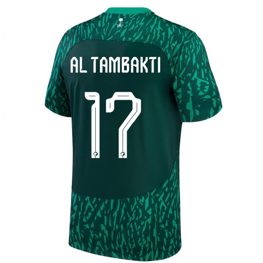 Hombre Camiseta Arabia Saudita Hassan Al Tambakti #17 Verde Oscuro 2ª Equipación 22-24