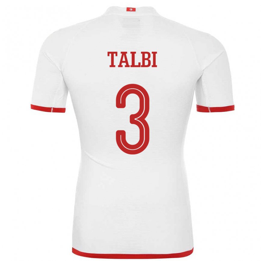 Hombre Camiseta Túnez Montassar Talbi #3 Blanco 2ª Equipación 22-24