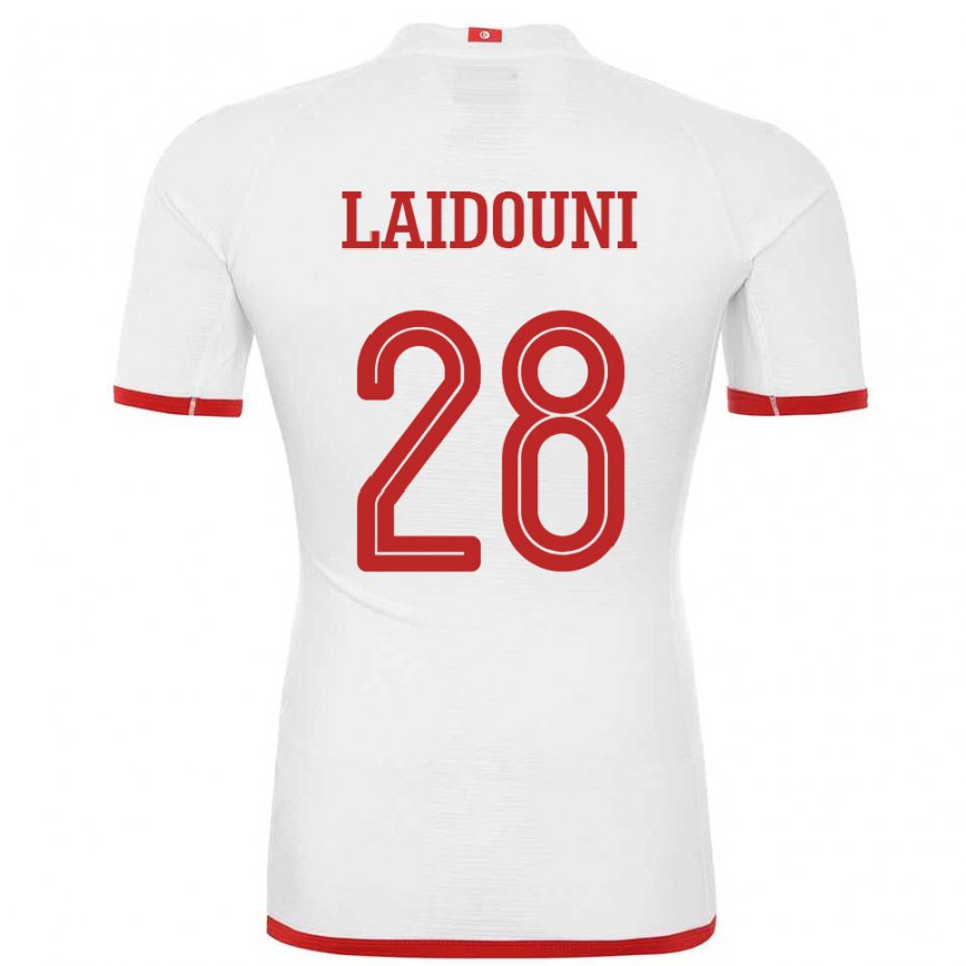 Hombre Camiseta Túnez Aissa Laidouni #28 Blanco 2ª Equipación 22-24