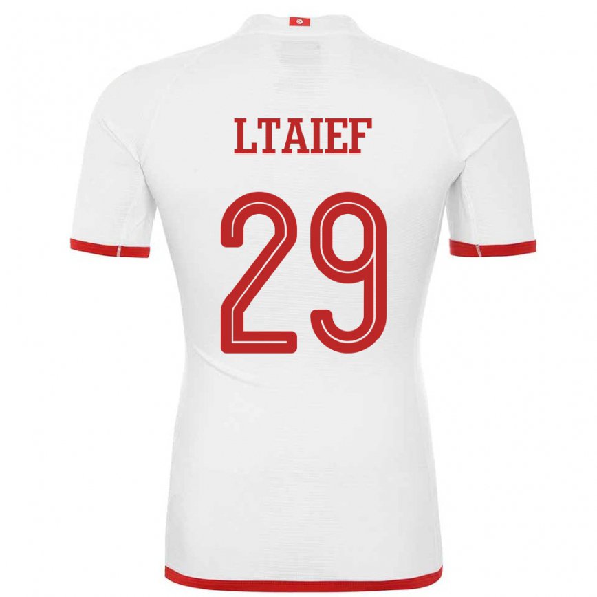 Hombre Camiseta Túnez Sayfallah Ltaief #29 Blanco 2ª Equipación 22-24