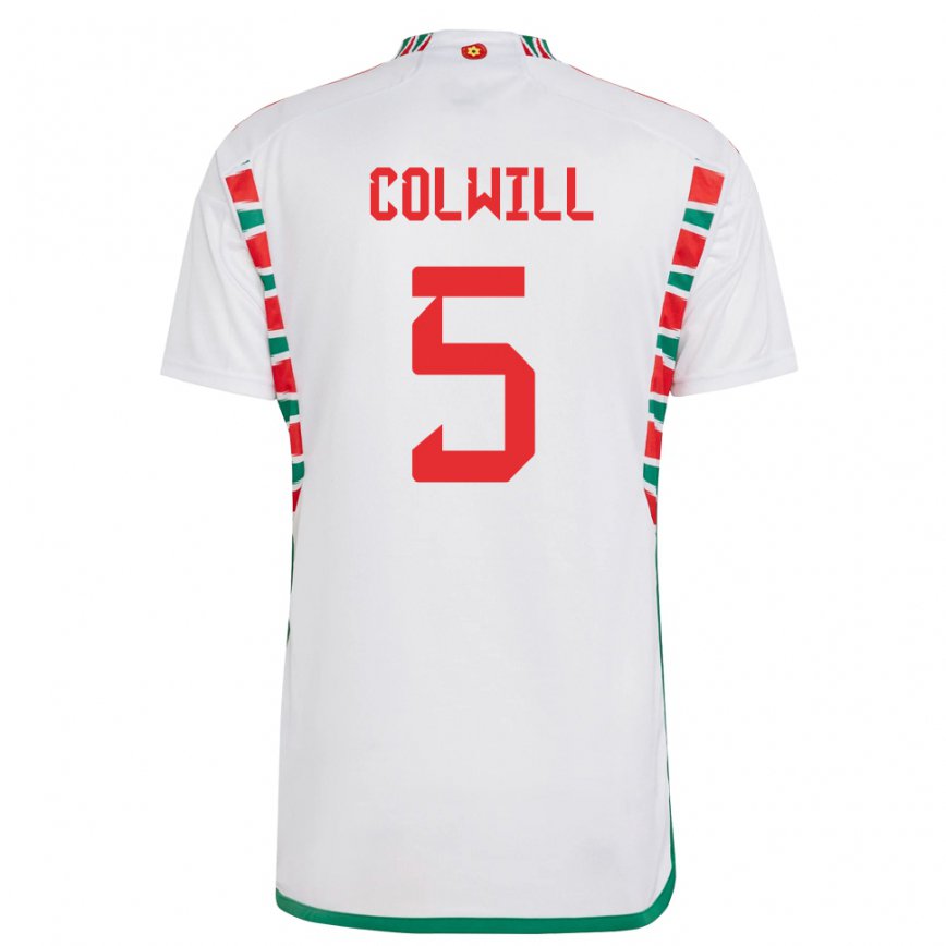 Hombre Camiseta Gales Rubin Colwill #5 Blanco 2ª Equipación 22-24