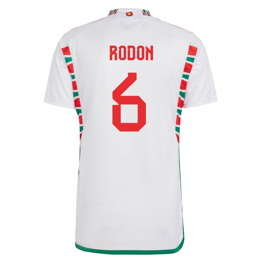 Hombre Camiseta Gales Joe Rodon #6 Blanco 2ª Equipación 22-24