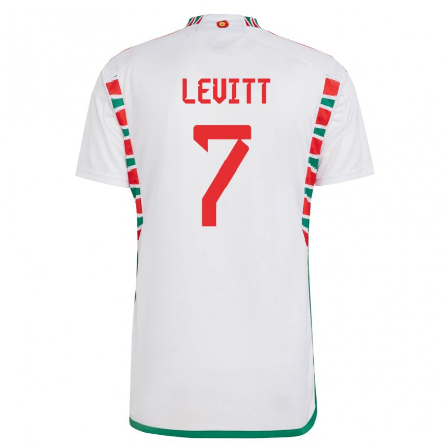 Hombre Camiseta Gales Dylan Levitt #7 Blanco 2ª Equipación 22-24