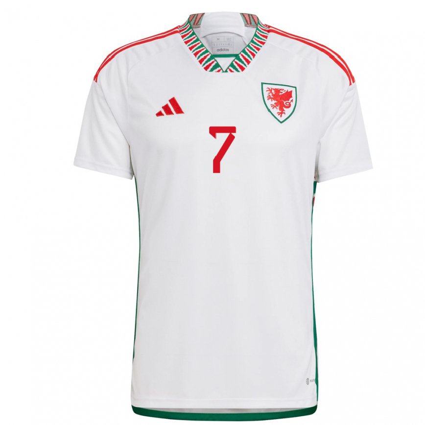 Hombre Camiseta Gales Dylan Levitt #7 Blanco 2ª Equipación 22-24