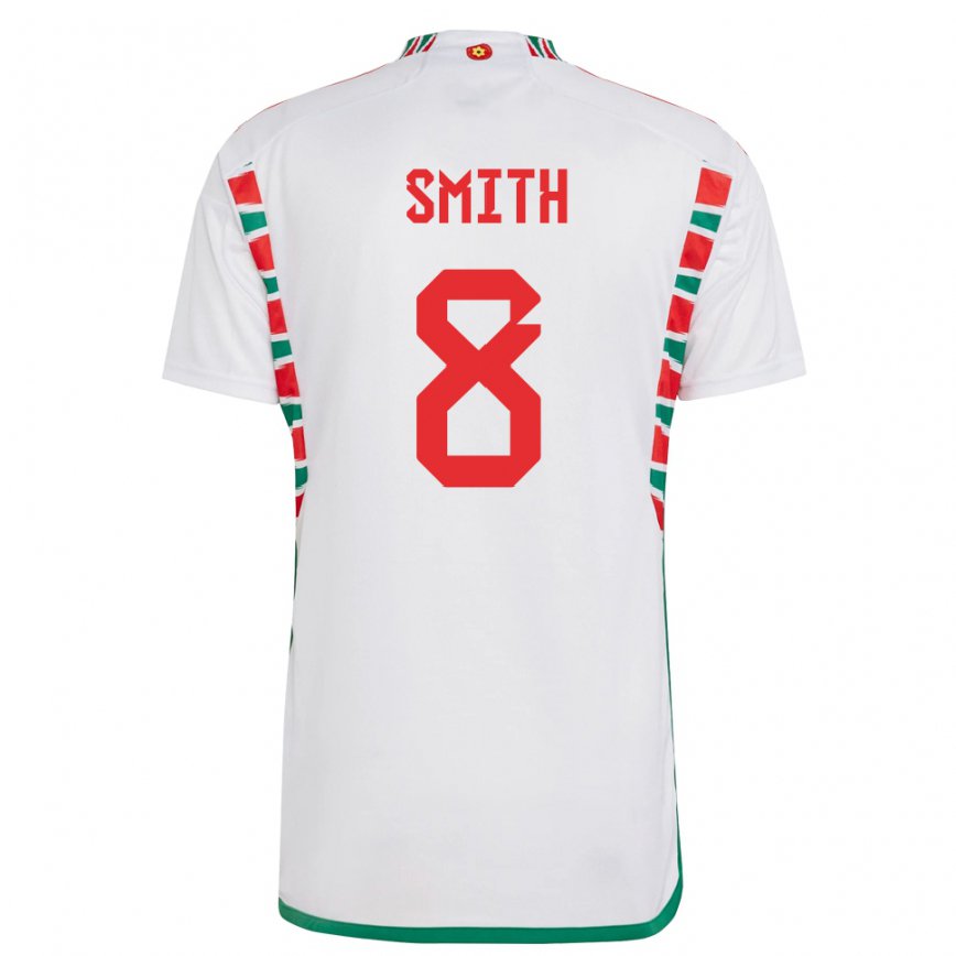 Hombre Camiseta Gales Matt Smith #8 Blanco 2ª Equipación 22-24