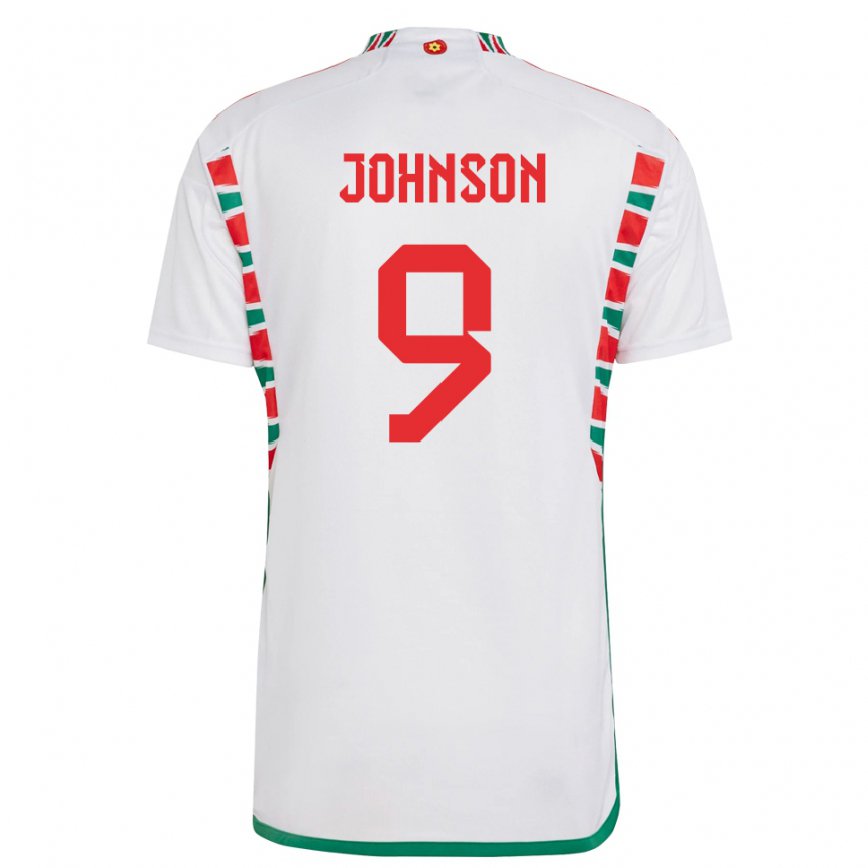 Hombre Camiseta Gales Brennan Johnson #9 Blanco 2ª Equipación 22-24