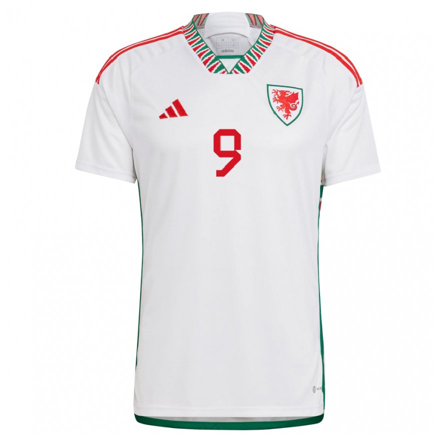 Hombre Camiseta Gales Brennan Johnson #9 Blanco 2ª Equipación 22-24