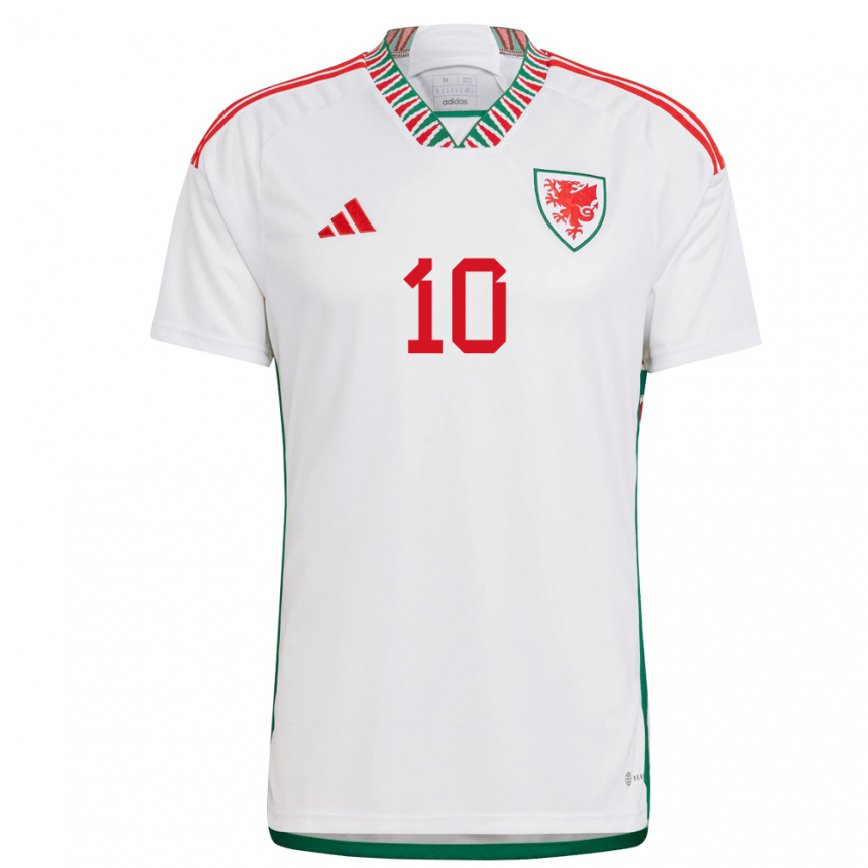 Hombre Camiseta Gales Tyler Roberts #10 Blanco 2ª Equipación 22-24