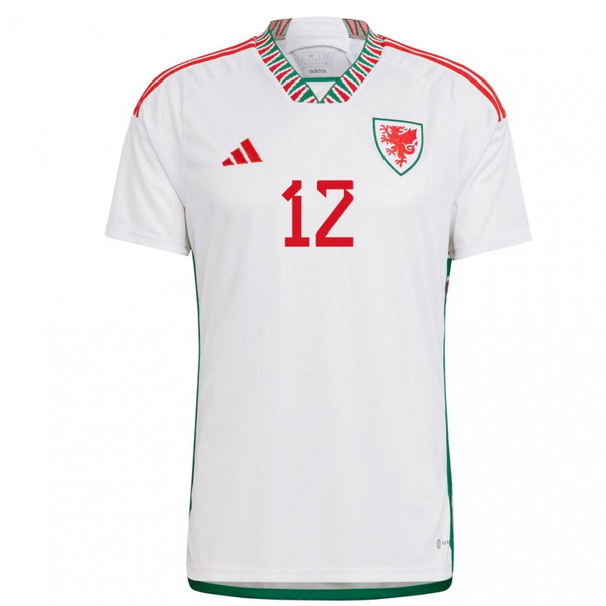 Hombre Camiseta Gales Danny Ward #12 Blanco 2ª Equipación 22-24