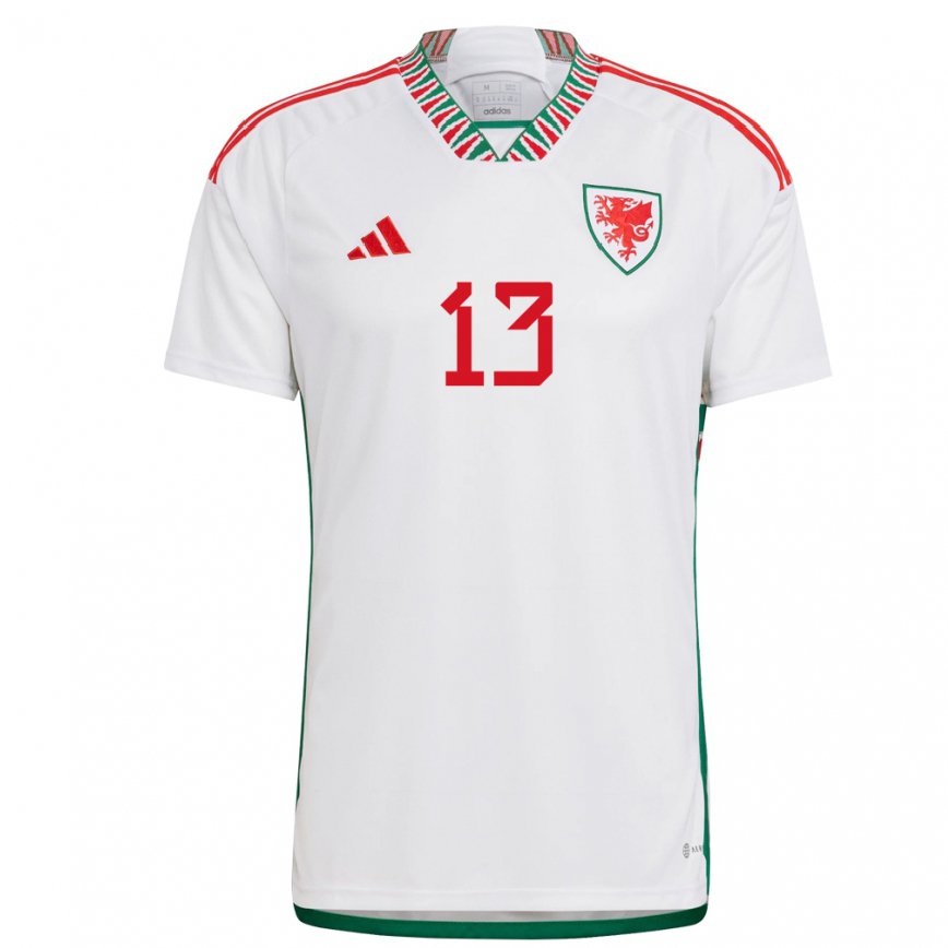 Hombre Camiseta Gales Kieffer Moore #13 Blanco 2ª Equipación 22-24