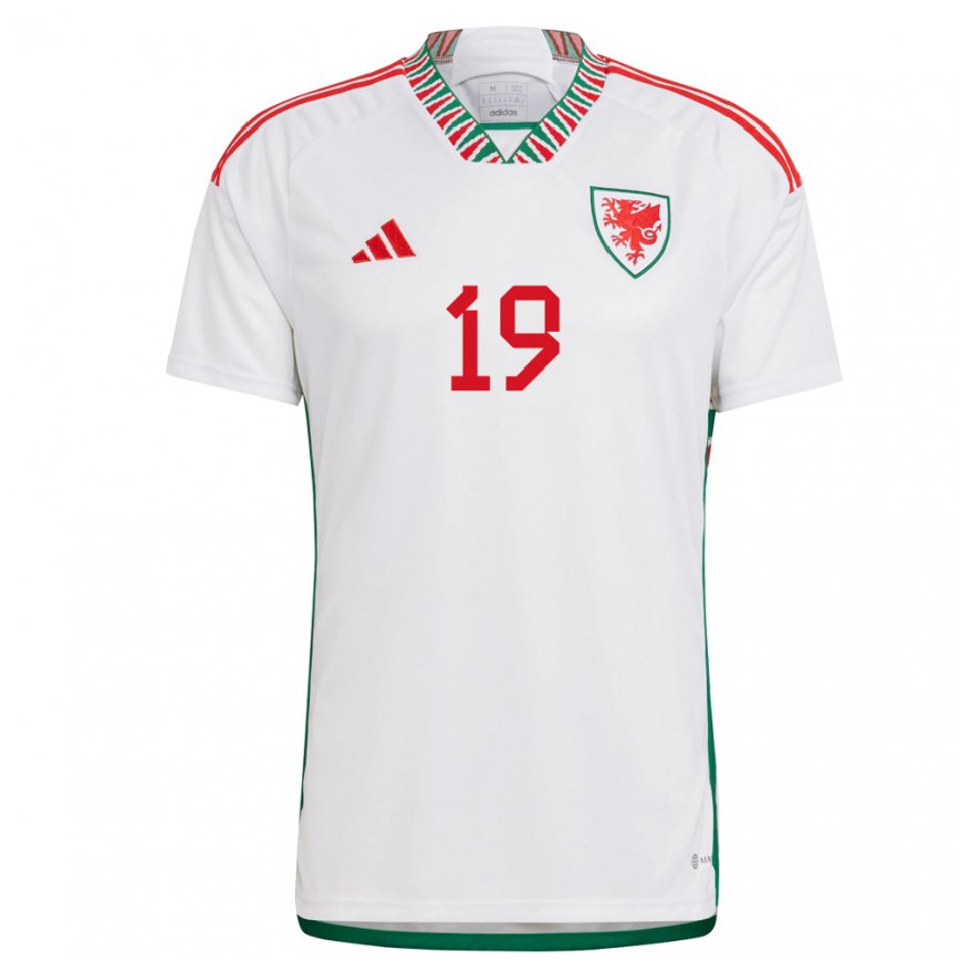 Hombre Camiseta Gales Mark Harris #19 Blanco 2ª Equipación 22-24