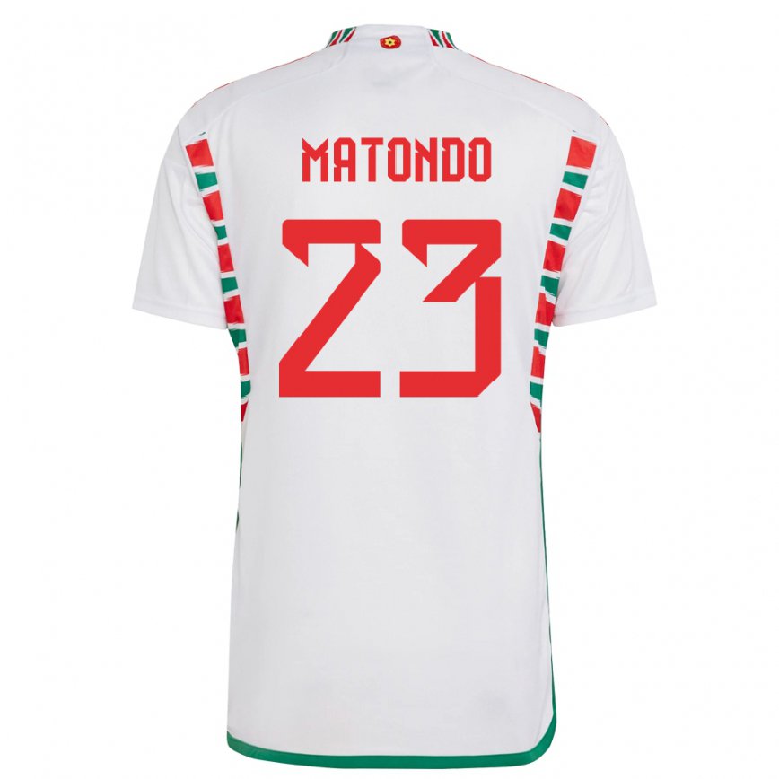 Hombre Camiseta Gales Rabbi Matondo #23 Blanco 2ª Equipación 22-24