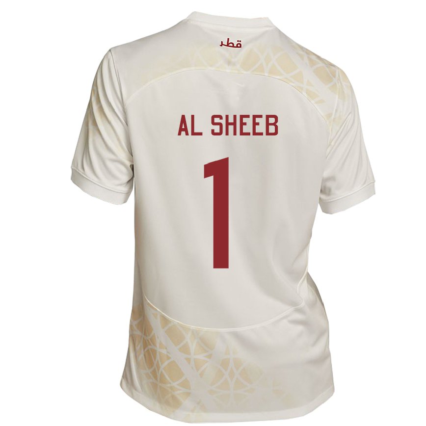 Hombre Camiseta Catar Saad Al Sheeb #1 Beis Dorado 2ª Equipación 22-24