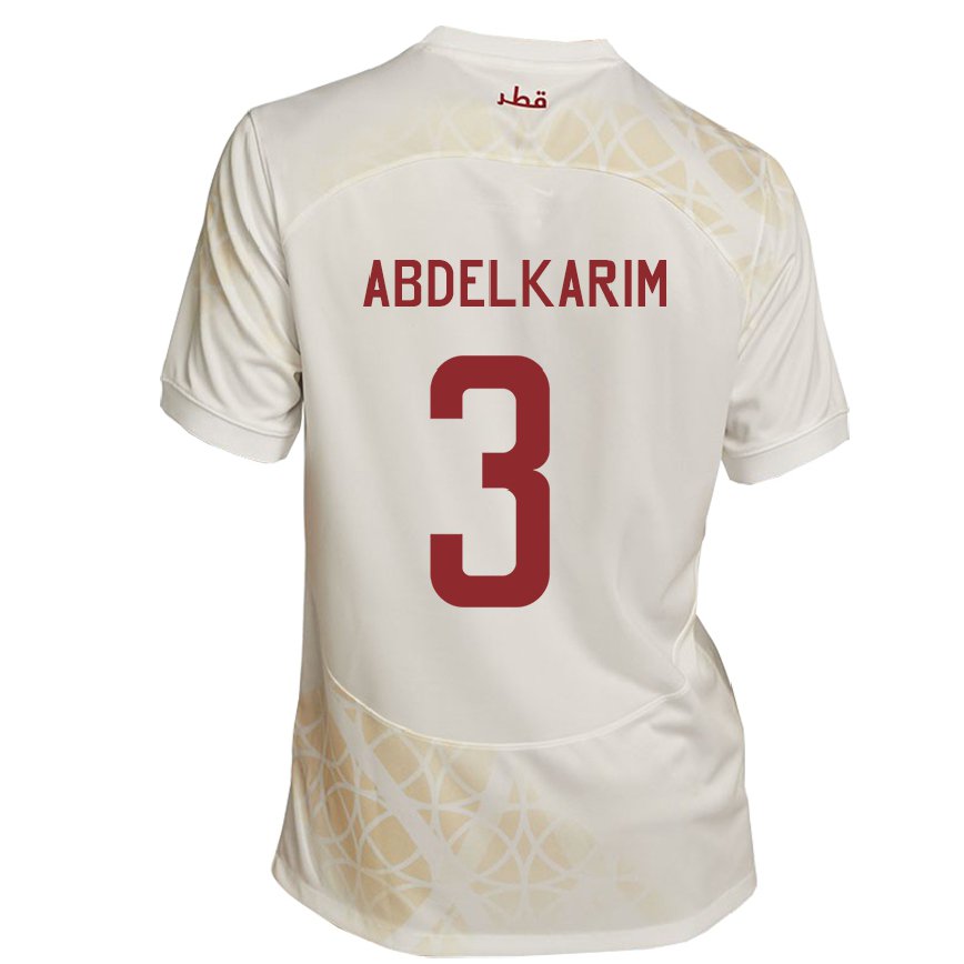 Hombre Camiseta Catar Abdelkarim Hassan #3 Beis Dorado 2ª Equipación 22-24