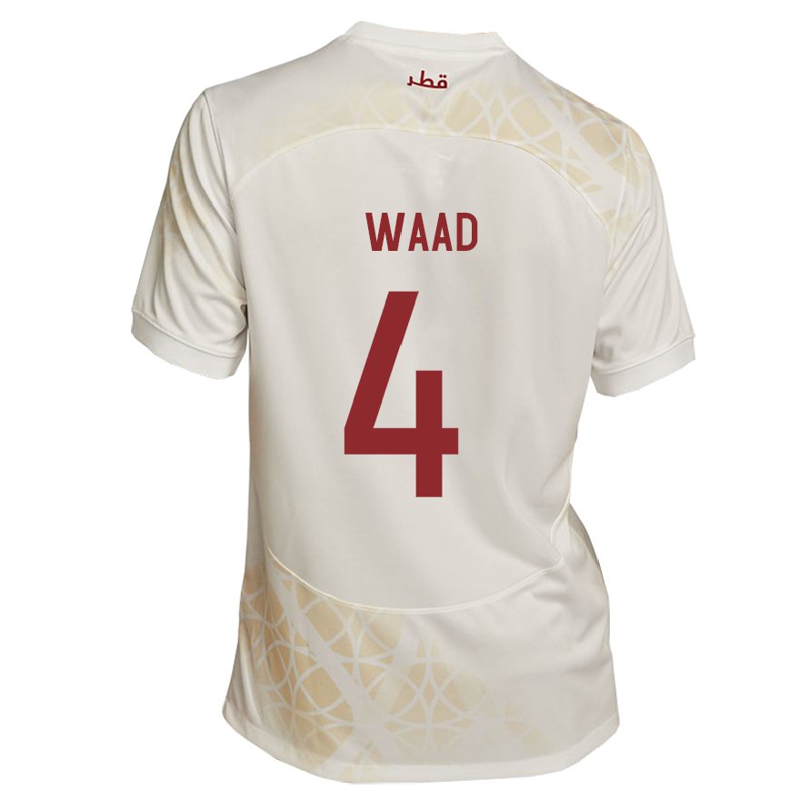 Hombre Camiseta Catar Mohammed Waad #4 Beis Dorado 2ª Equipación 22-24