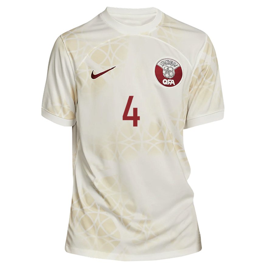 Hombre Camiseta Catar Mohammed Waad #4 Beis Dorado 2ª Equipación 22-24