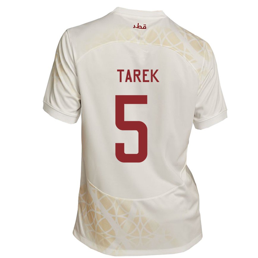 Hombre Camiseta Catar Tarek Salman #5 Beis Dorado 2ª Equipación 22-24