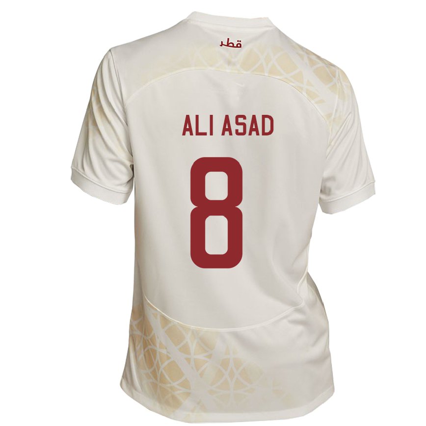 Hombre Camiseta Catar Ali Asad #8 Beis Dorado 2ª Equipación 22-24