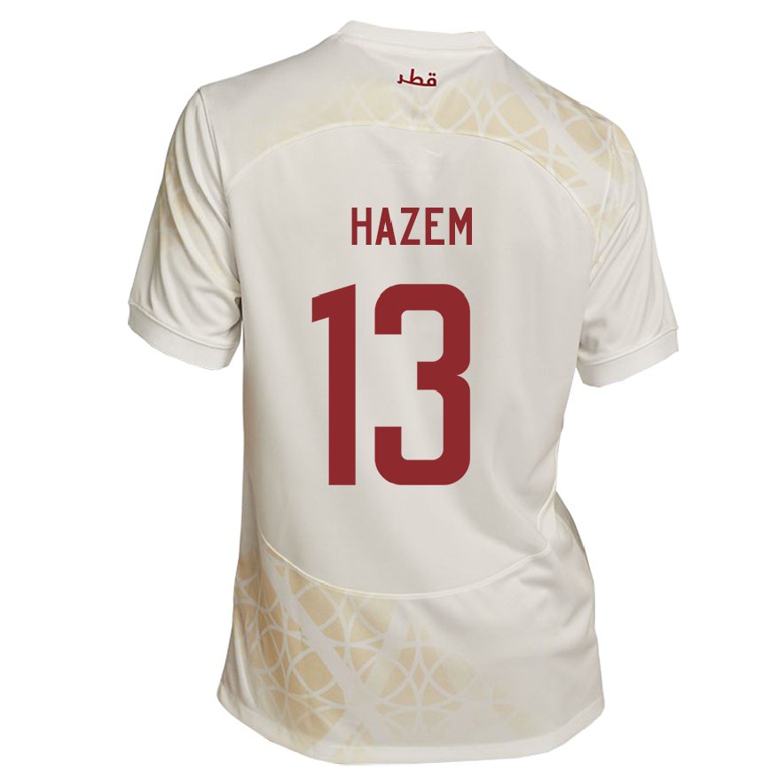 Hombre Camiseta Catar Hazem Shehata #13 Beis Dorado 2ª Equipación 22-24