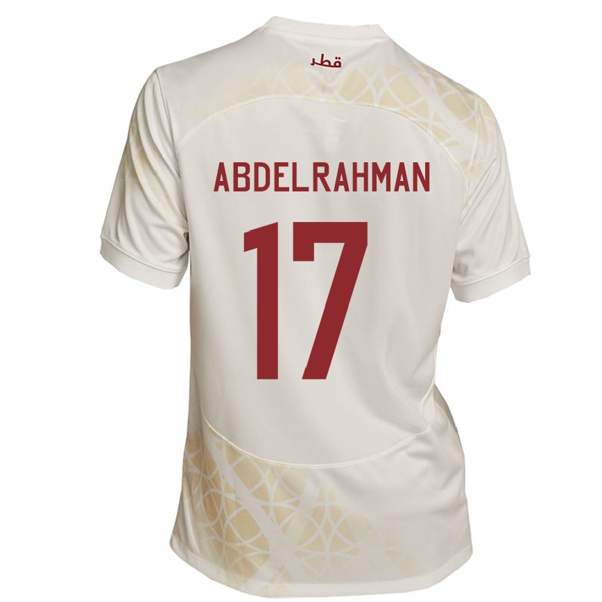 Hombre Camiseta Catar Abdelrahman Fahmi Moustafa #17 Beis Dorado 2ª Equipación 22-24