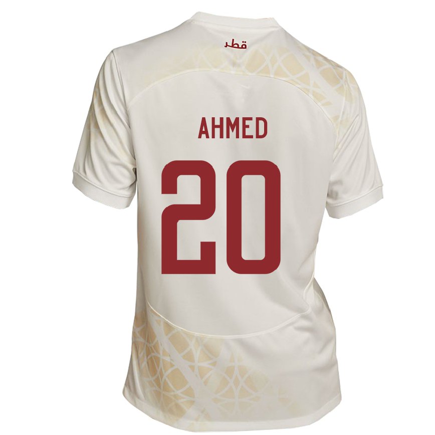 Hombre Camiseta Catar Ahmed Fadel Hasaba #20 Beis Dorado 2ª Equipación 22-24