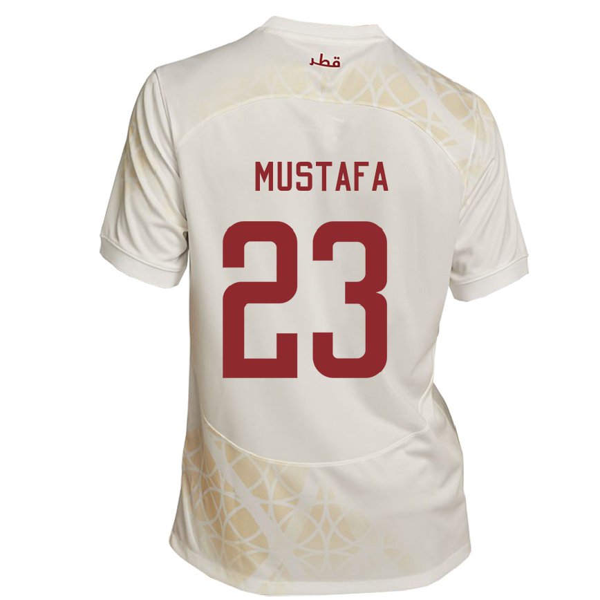 Hombre Camiseta Catar Mustafa Mashaal #23 Beis Dorado 2ª Equipación 22-24