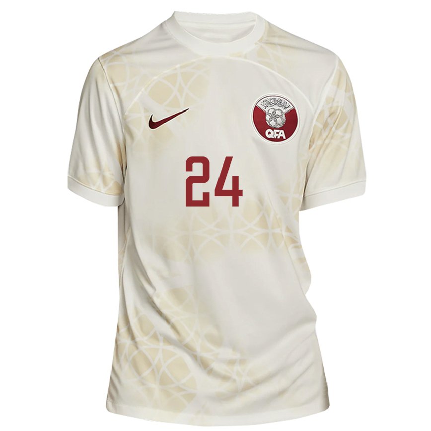 Hombre Camiseta Catar Naif Abdulraheem Al Hadhrami #24 Beis Dorado 2ª Equipación 22-24