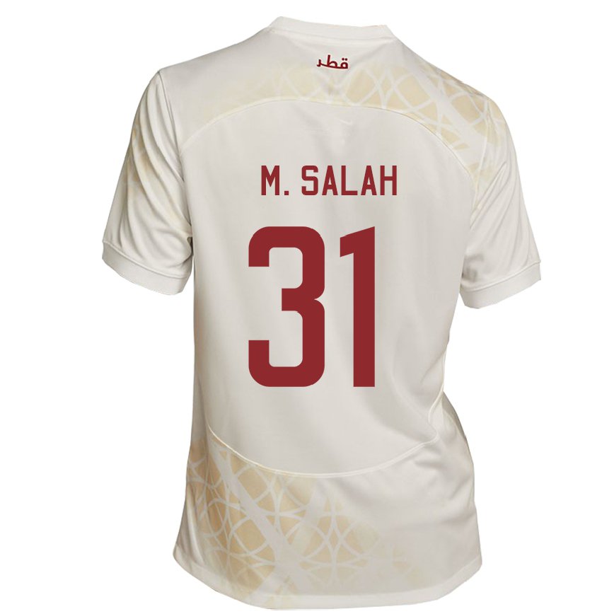 Hombre Camiseta Catar Salah Zakaria #31 Beis Dorado 2ª Equipación 22-24