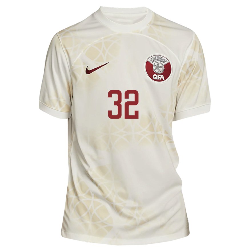 Hombre Camiseta Catar Jassem Gaber Abdulsallam #32 Beis Dorado 2ª Equipación 22-24