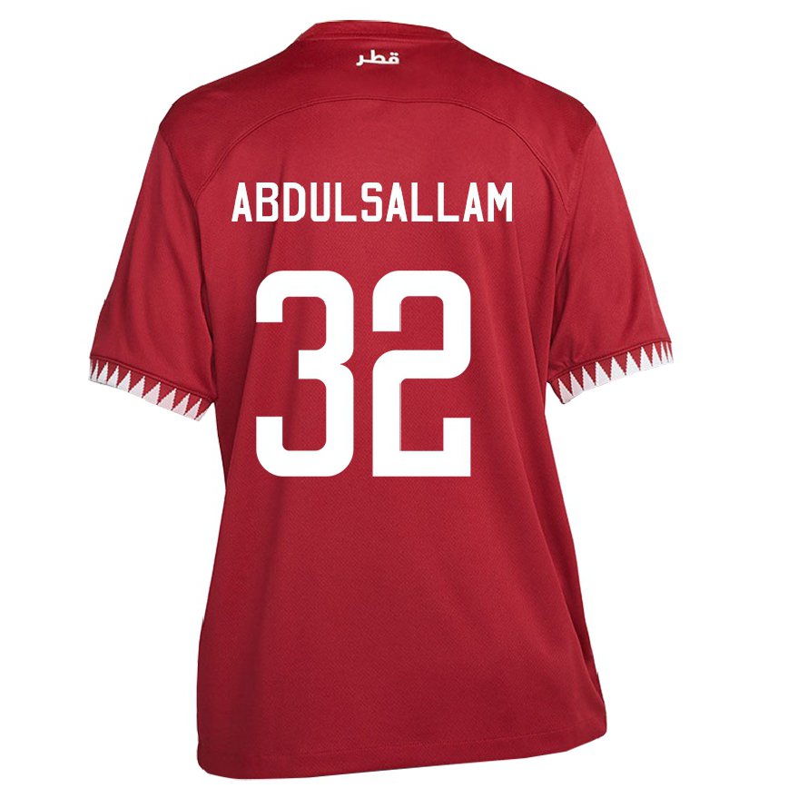 Mujer Camiseta Catar Jassem Gaber Abdulsallam #32 Granate 1ª Equipación 22-24