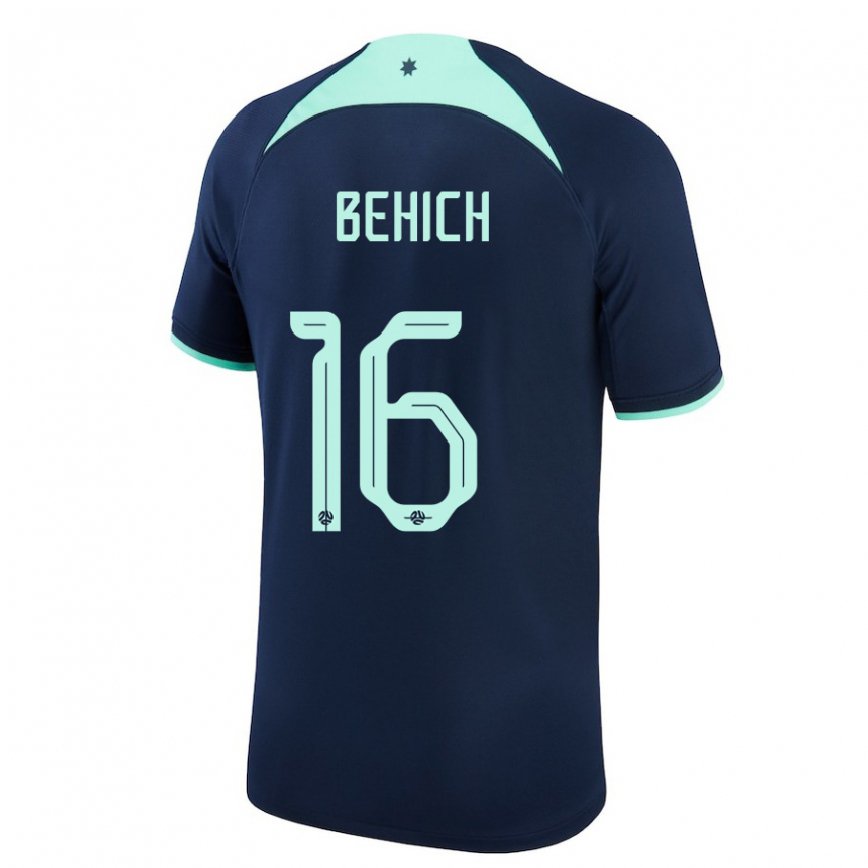 Mujer Camiseta Australia Aziz Behich #16 Azul Oscuro 2ª Equipación 22-24