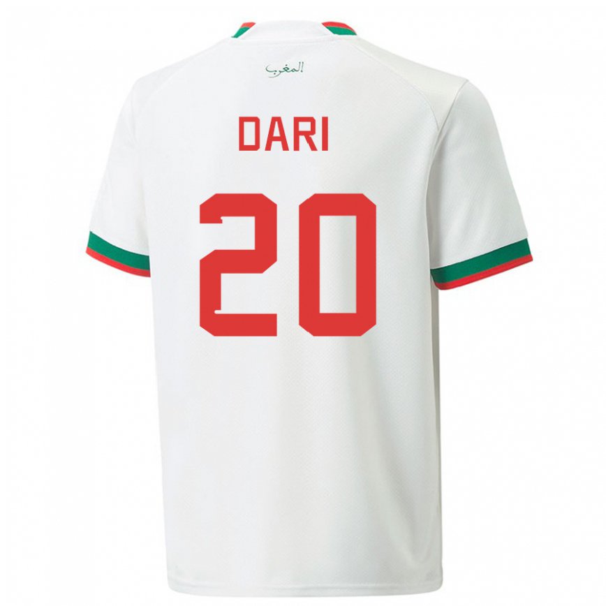 Mujer Camiseta Marruecos Achraf Dari #20 Blanco 2ª Equipación 22-24