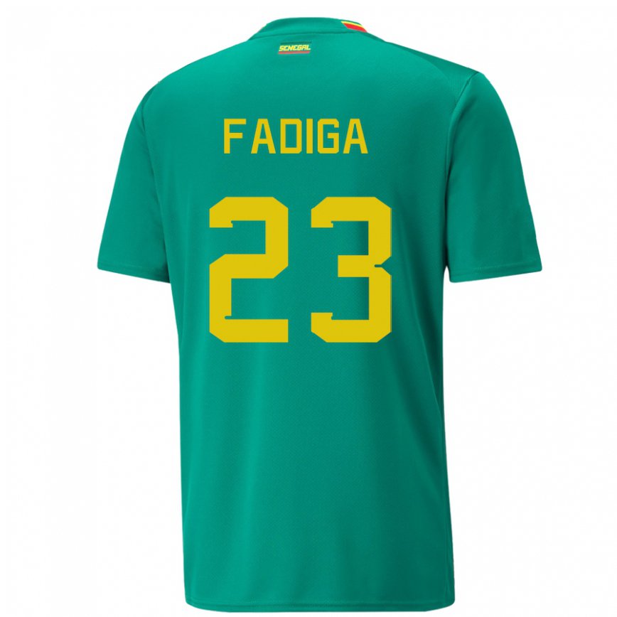 Mujer Camiseta Senegal Noah Fadiga #23 Verde 2ª Equipación 22-24