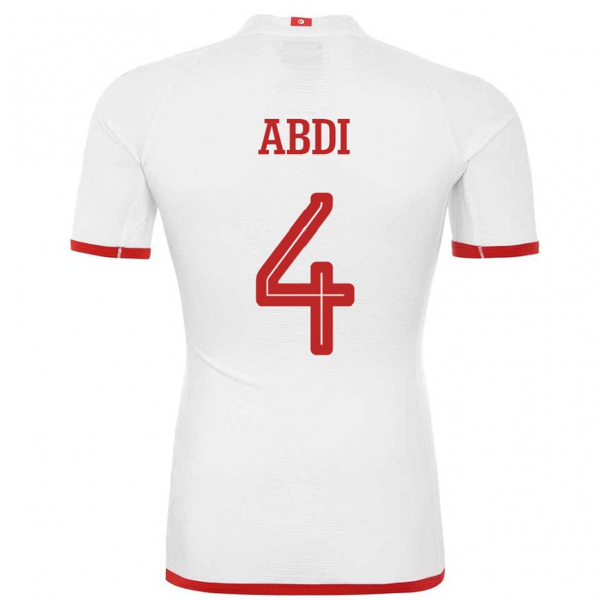 Mujer Camiseta Túnez Ali Abdi #4 Blanco 2ª Equipación 22-24