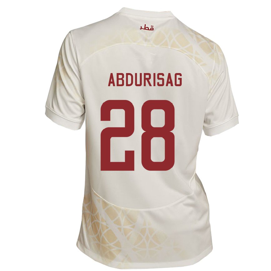 Mujer Camiseta Catar Yusuf Abdurisag #28 Beis Dorado 2ª Equipación 22-24