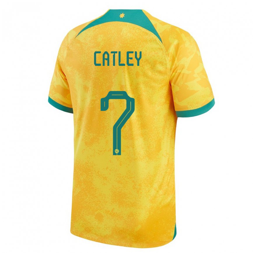 Niño Camiseta Australia Stephanie Catley #7 Dorado 1ª Equipación 22-24