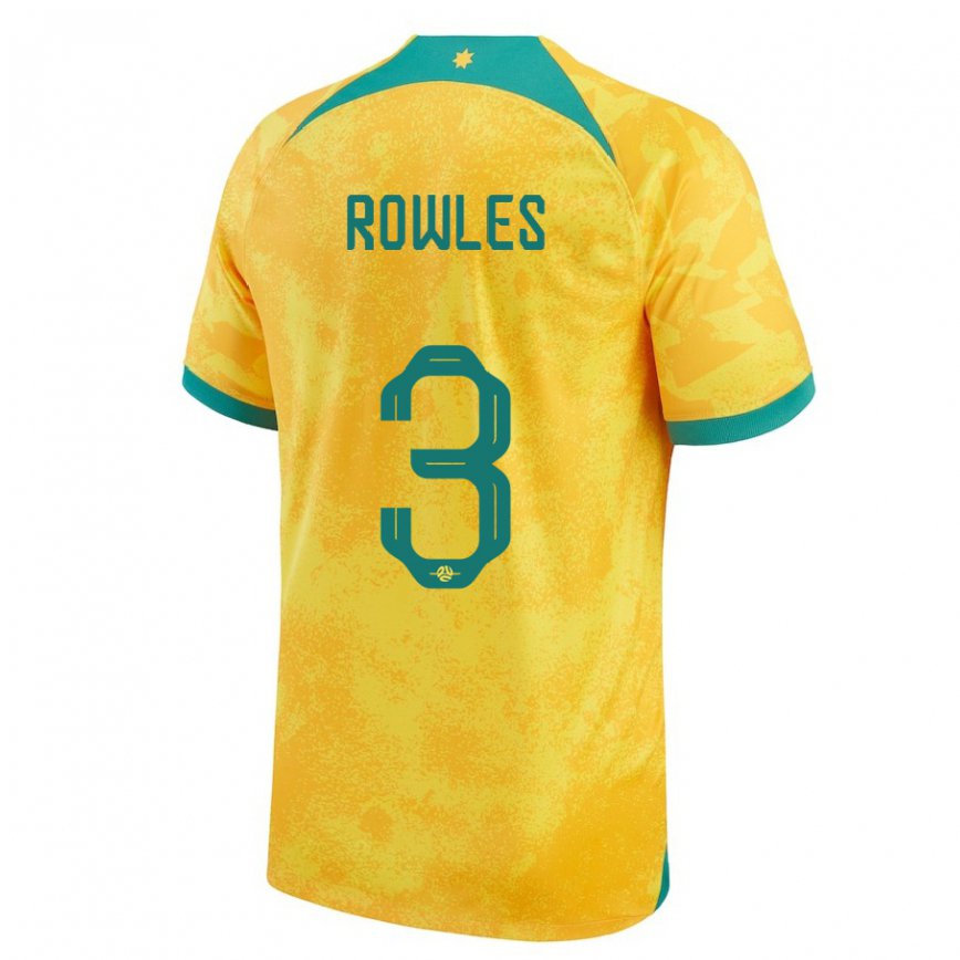 Niño Camiseta Australia Kye Rowles #3 Dorado 1ª Equipación 22-24